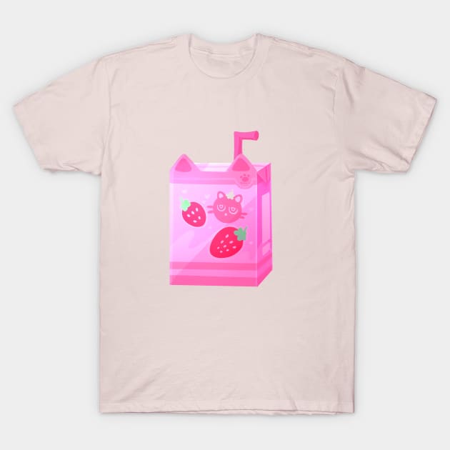Strawberry Catto Milk T-Shirt by silly cattos
